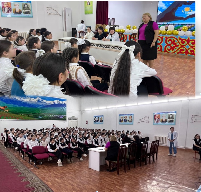Раушан Әмірбек 5-7сынып қыздарына арналған жиналысқа қатысып, психологиялық кеңестер берді.